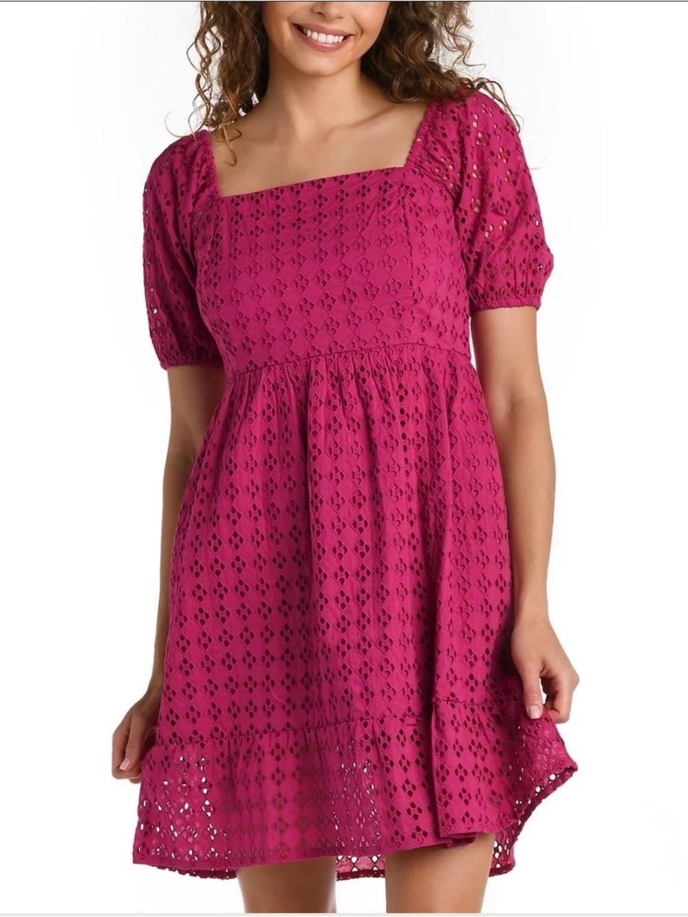 NWT! La Blanca Saltwater Sands Short Sleeve Eyelet Mini Dress Women’s Large